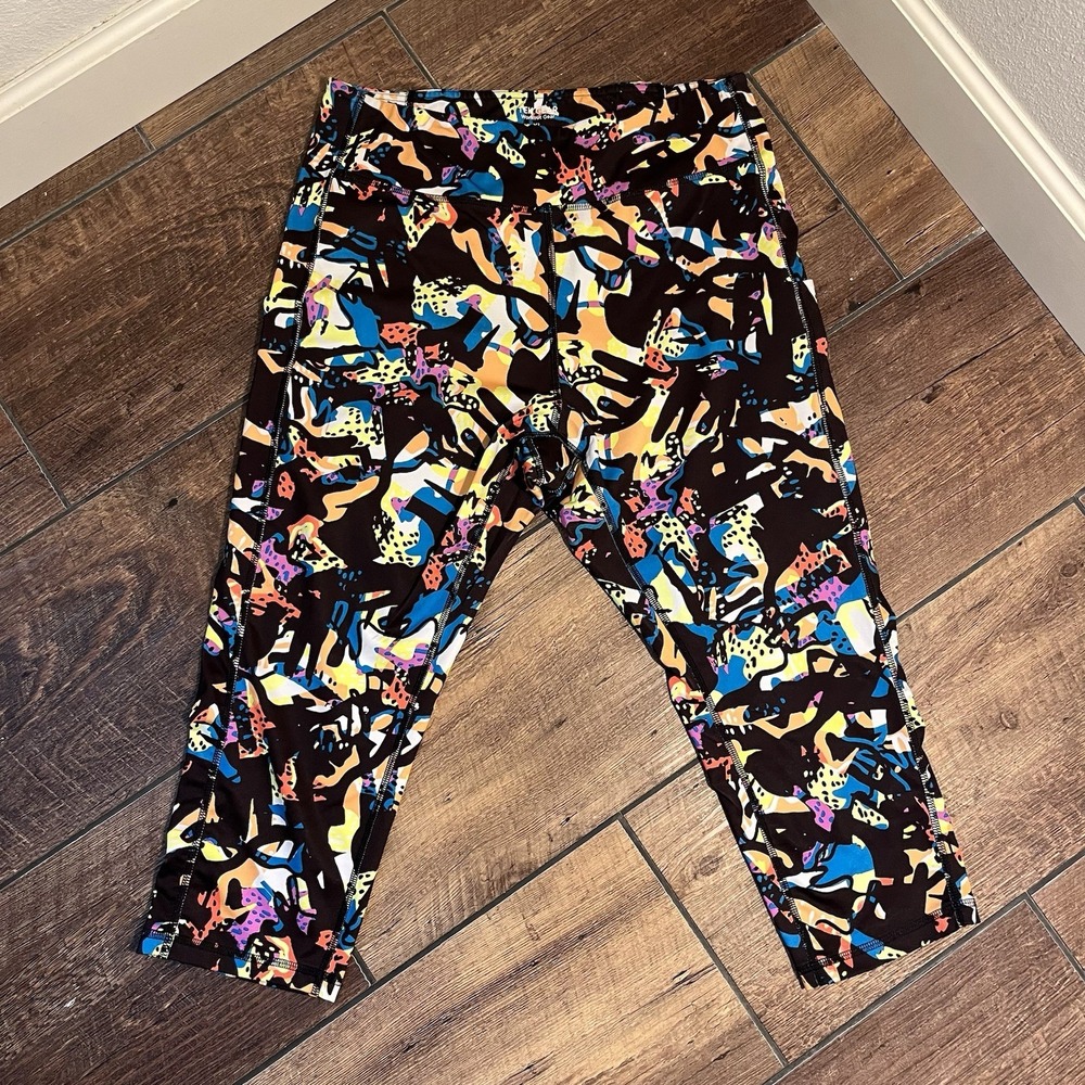 TEK GEAR Leggings Size XL Colorful Capri Activewear Workout Gym Running Yoga
